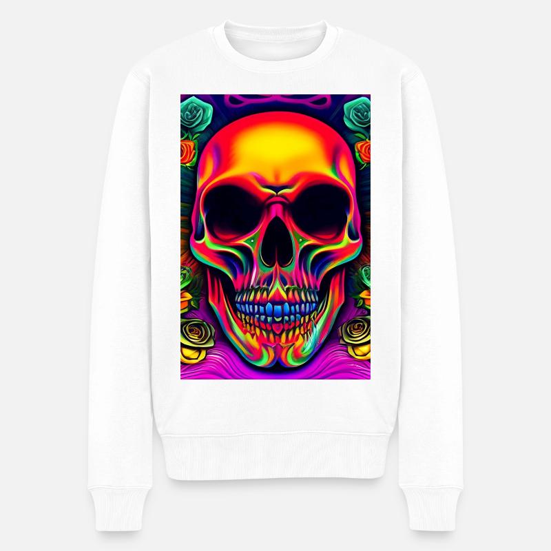 Crâne abstrait - Pull Premium bio Homme - blanc