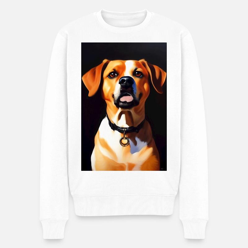 Hunde Bild - Männer Premium Bio Pullover - Weiß