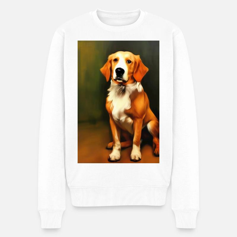 Hunde Bild - Männer Premium Bio Pullover - Weiß