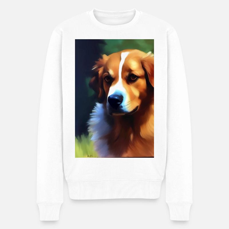 Hunde Bild - Männer Premium Bio Pullover - Weiß