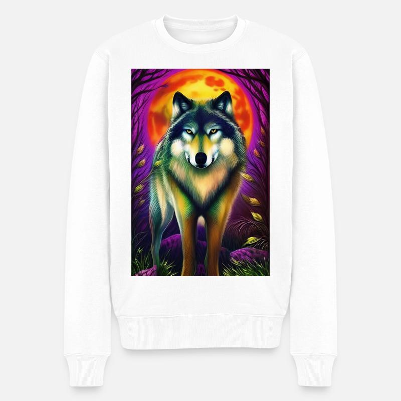 Le loup et la lune - Pull Premium bio Homme - blanc