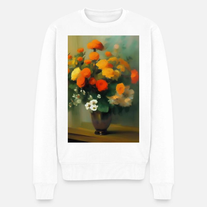 Fleurs et papillon - Pull Premium bio Homme - blanc