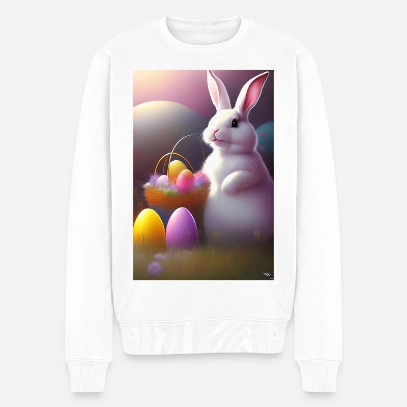 Osterhase mit Oster Eier - Männer Premium Bio Pullover - Weiß