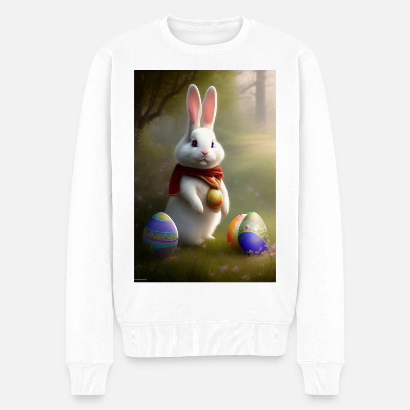 Osterhase mit Oster Eier - Männer Premium Bio Pullover - Weiß