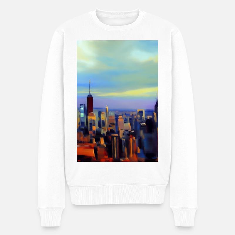 New York City Skyline - Männer Premium Bio Pullover - Weiß