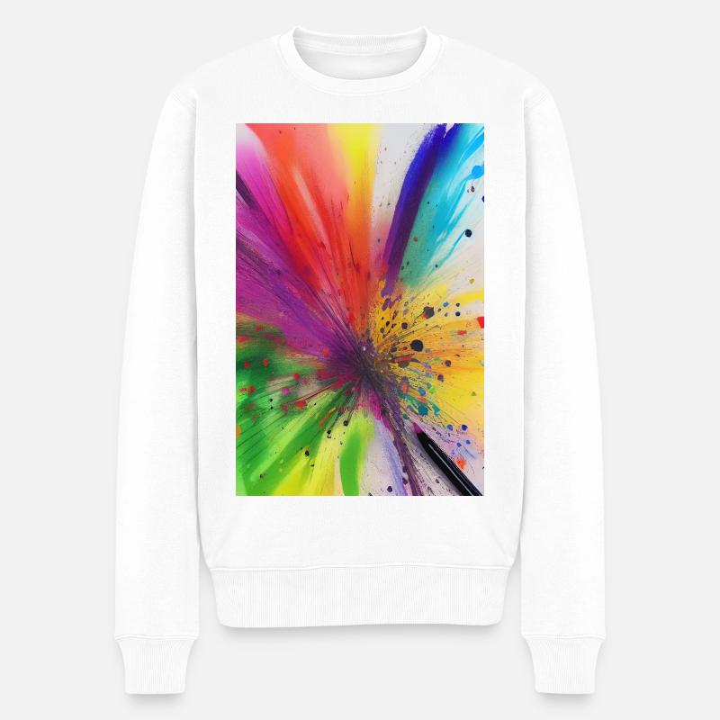 Éclaboussures de couleur - Pull Premium bio Homme - blanc