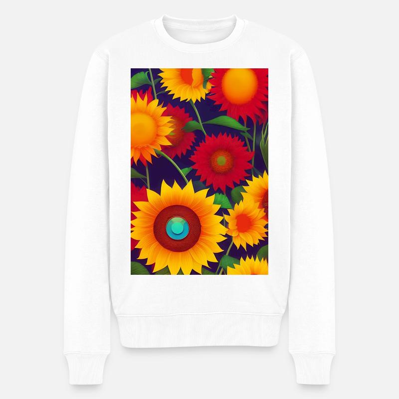 Sonnenblumen - Männer Premium Bio Pullover - Weiß