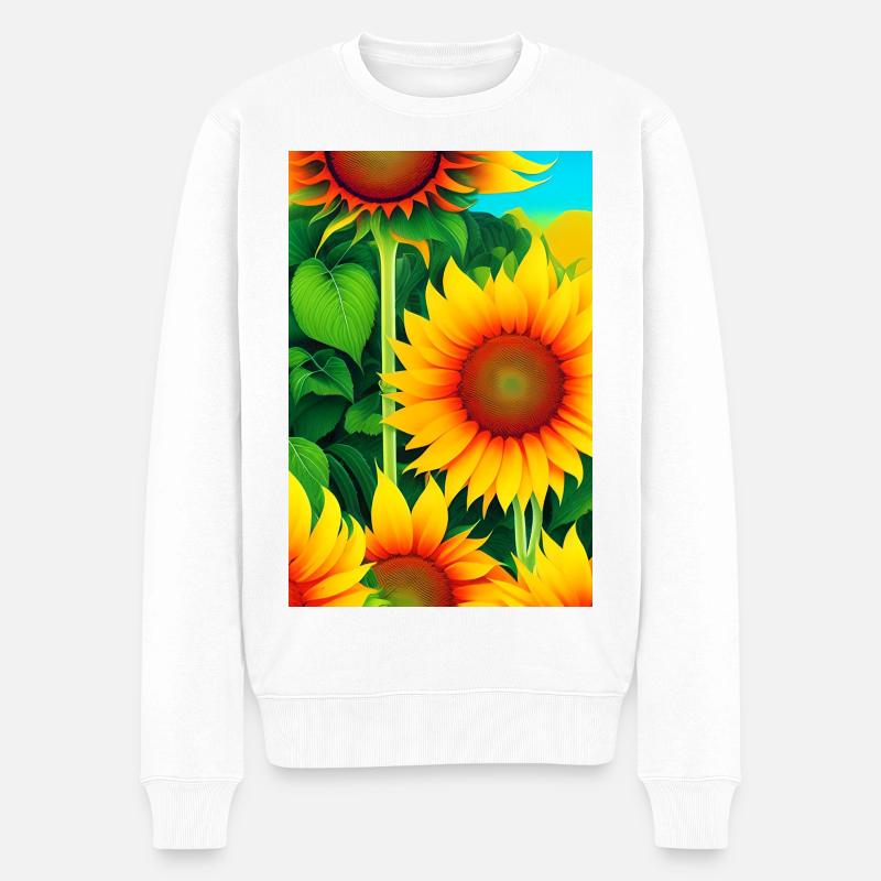 Sonnenblumen - Männer Premium Bio Pullover - Weiß