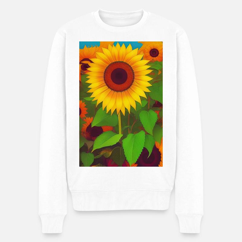 Sonnenblumen - Männer Premium Bio Pullover - Weiß