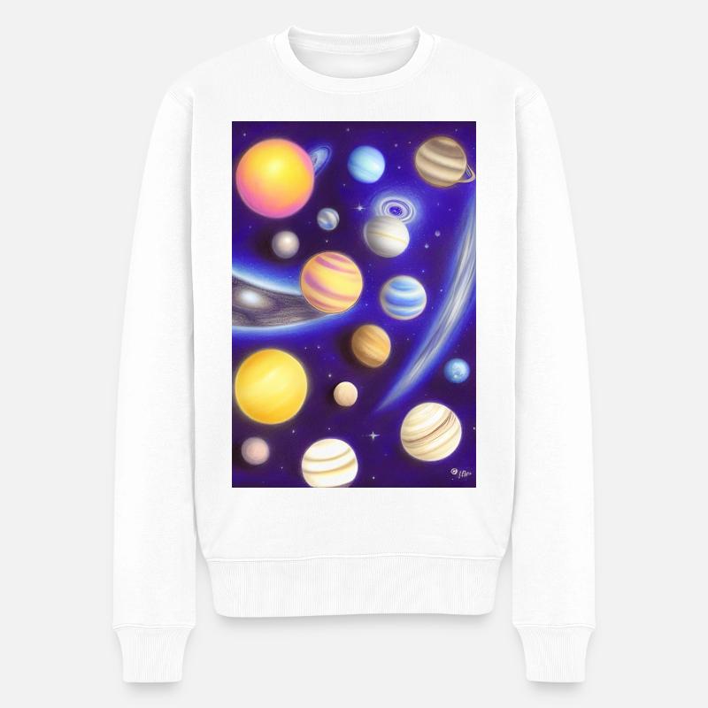 Espace et planètes - Pull Premium bio Homme - blanc