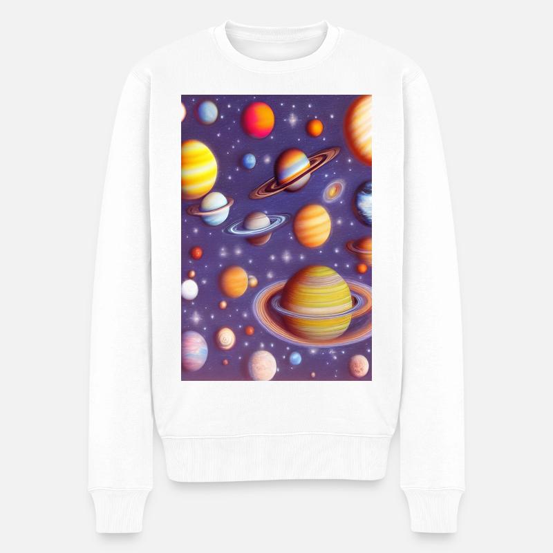 Espace et planètes - Pull Premium bio Homme - blanc