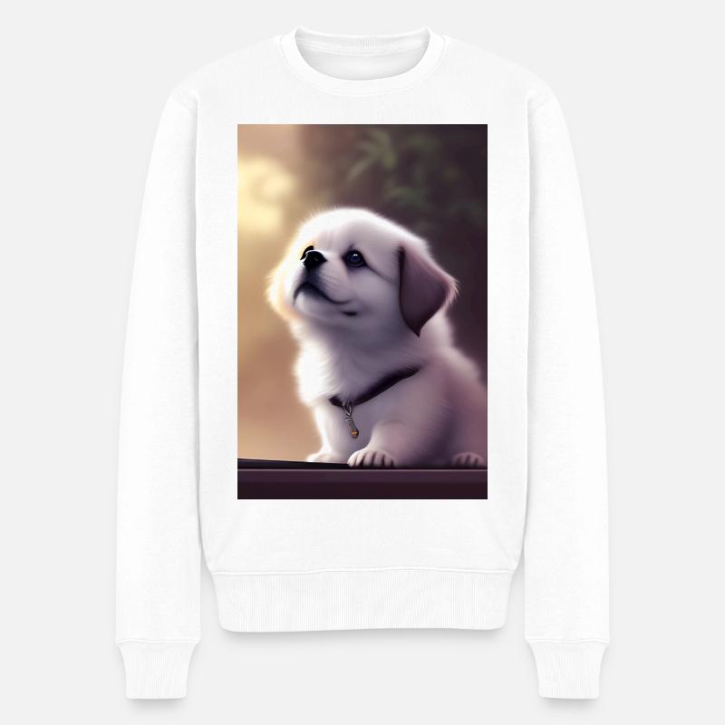 Baby Hund - Männer Premium Bio Pullover - Weiß