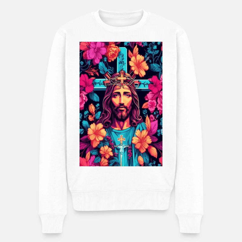 Jesus Christus - Männer Premium Bio Pullover - Weiß