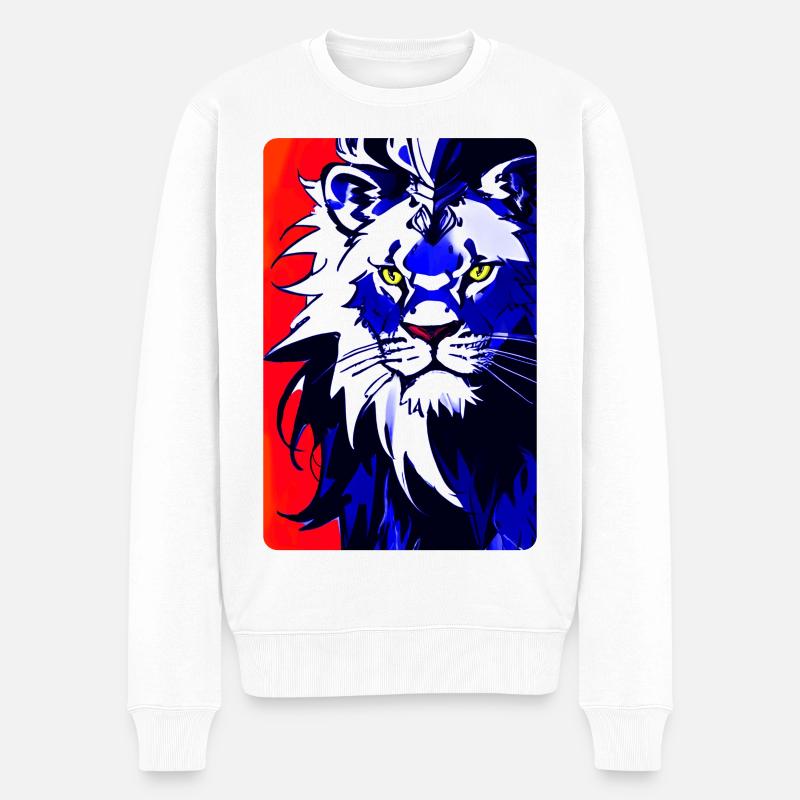 Blauer Löwe (Design1) - Männer Premium Bio Pullover - Weiß