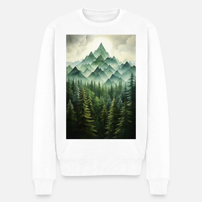 Waldlandschaft - Männer Premium Bio Pullover - Weiß