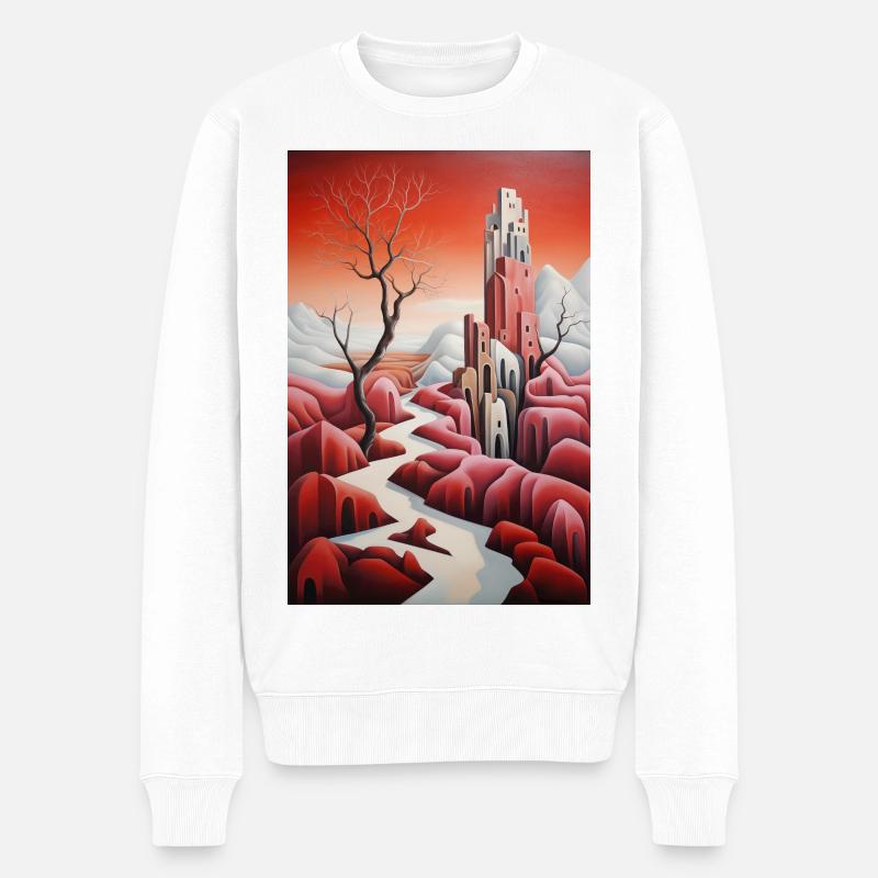 Verschneite Fantasielandschaft - Männer Premium Bio Pullover - Weiß