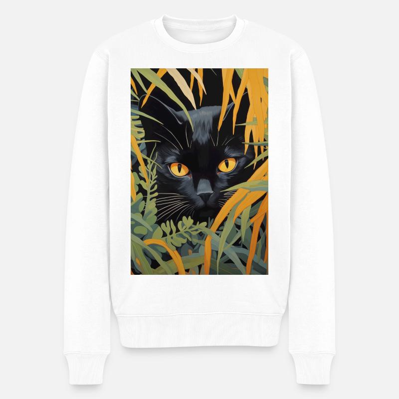 Illustration de chat noir mignon - Pull Premium bio Homme - blanc