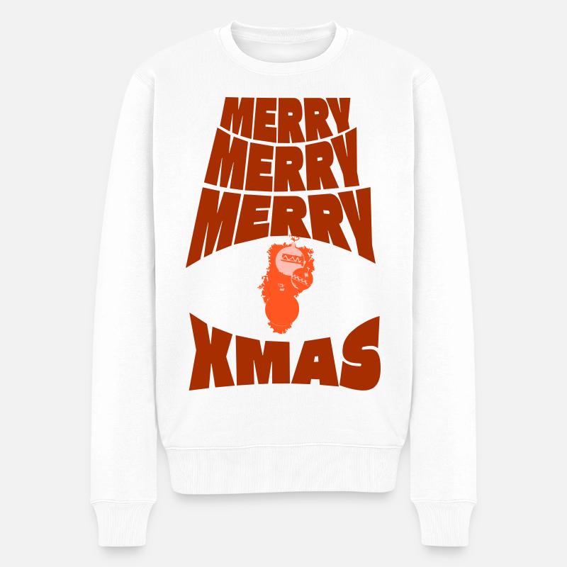 Weihnachtspullover: Merry³ Christmas - Männer Premium Bio Pullover - Weiß