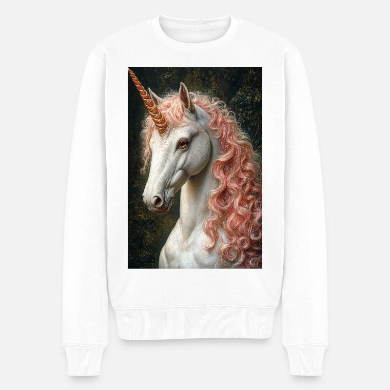 Licorne dans une lumière de marbre rosé - Pull Premium bio Homme - blanc