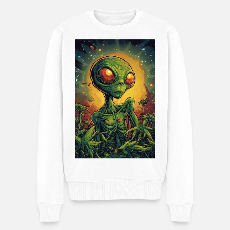 Œil néon extraterrestre de la jungle - Pull Premium bio Homme - blanc