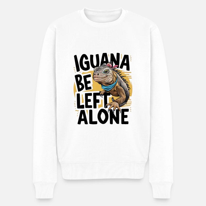 Iguana Be Left Alone - Männer Premium Bio Pullover - Weiß