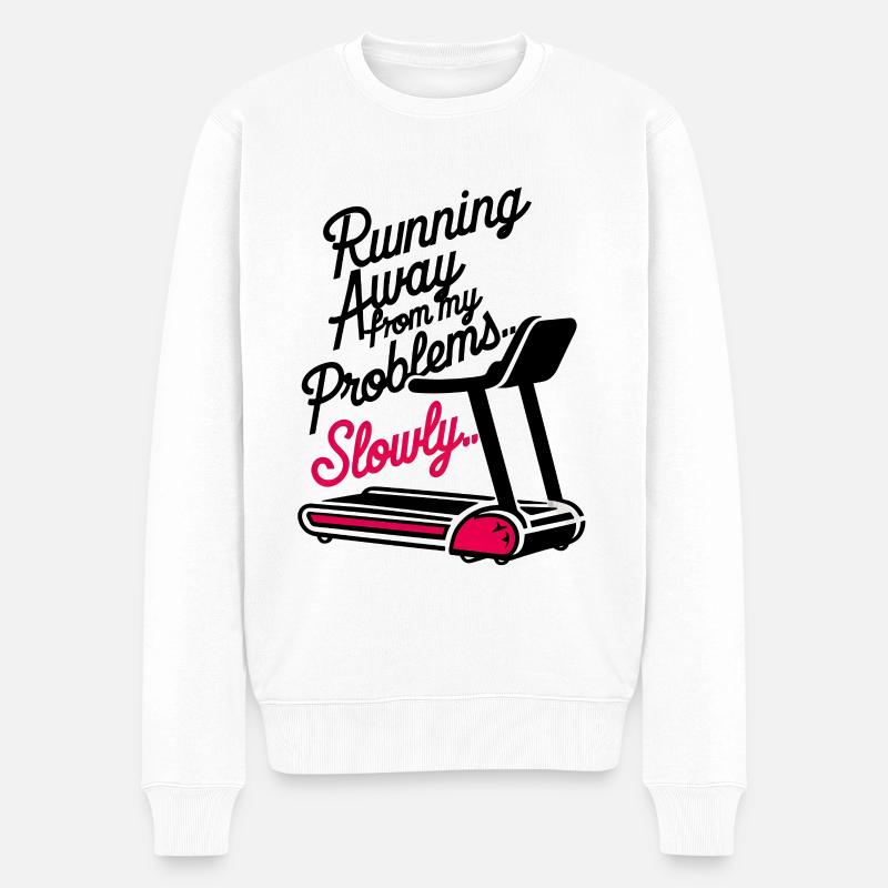 Running from Problems - Slowly - Männer Premium Bio Pullover - Weiß