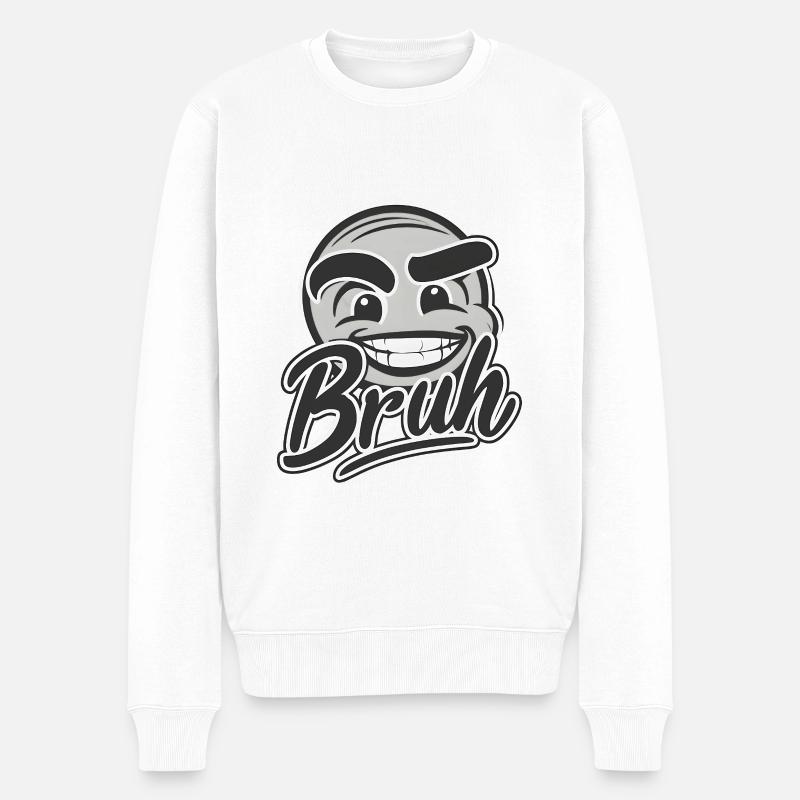 Bruh Face - Pull Premium bio Homme - blanc