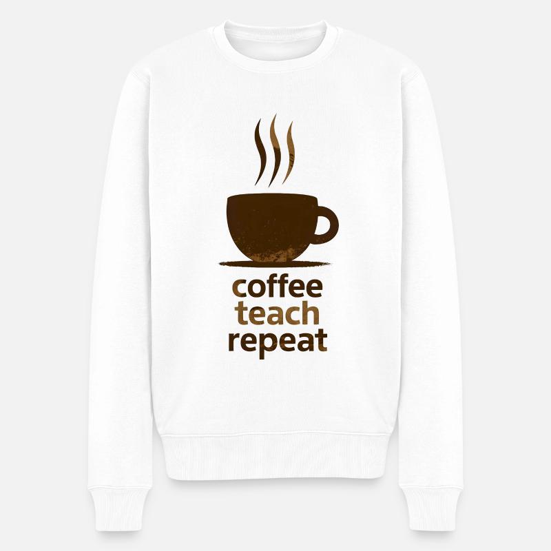 Café, Enseigner, Répéter - Pull Premium bio Homme - blanc