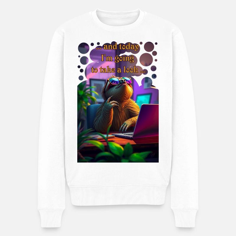 Et aujourd’hui, je risque un regard paresseux au bureau - Pull Premium bio Homme - blanc