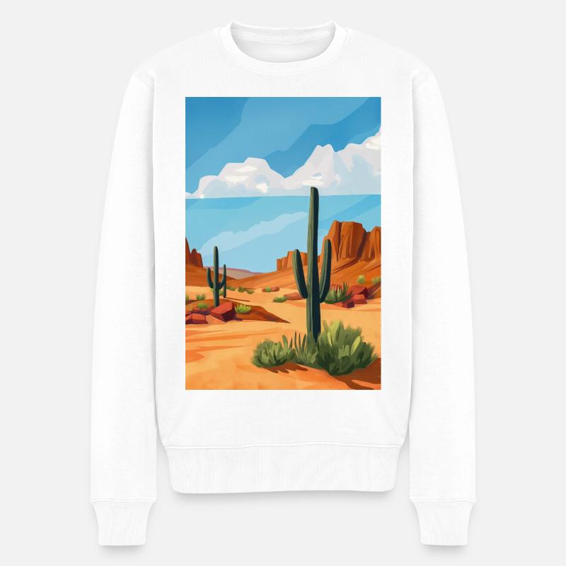 Wüstenlandschaft Illustration Poster - Männer Premium Bio Pullover - Weiß