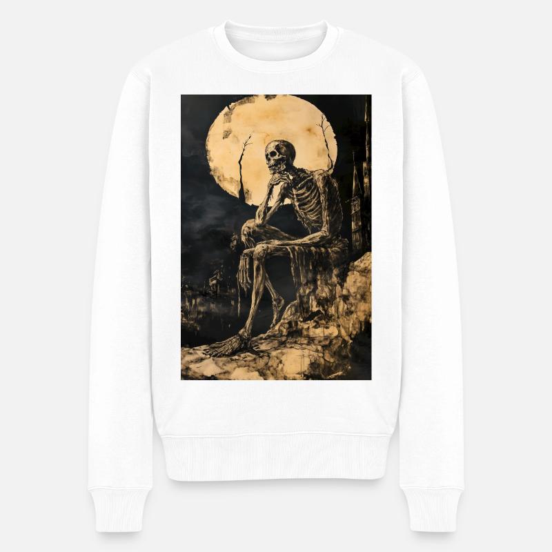 Poster Skelett Illustration - Männer Premium Bio Pullover - Weiß