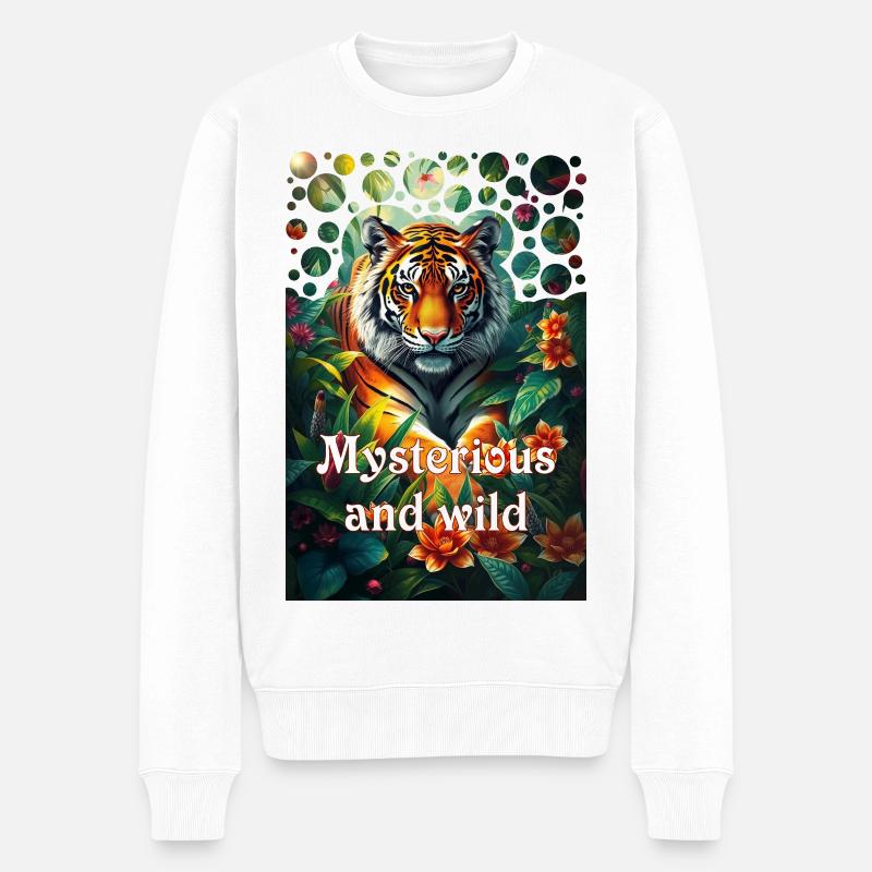Geheimnisvoller Königstiger im Dschungel Abenteuer - Männer Premium Bio Pullover - Weiß