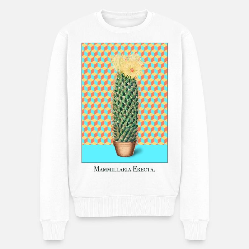 Mammillaria Cactus Pop - Männer Premium Bio Pullover - Weiß