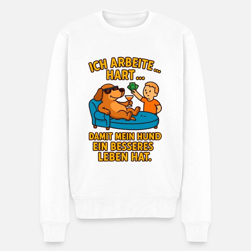 Hundeliebe durch harte Arbeit - Männer Premium Bio Pullover - Weiß