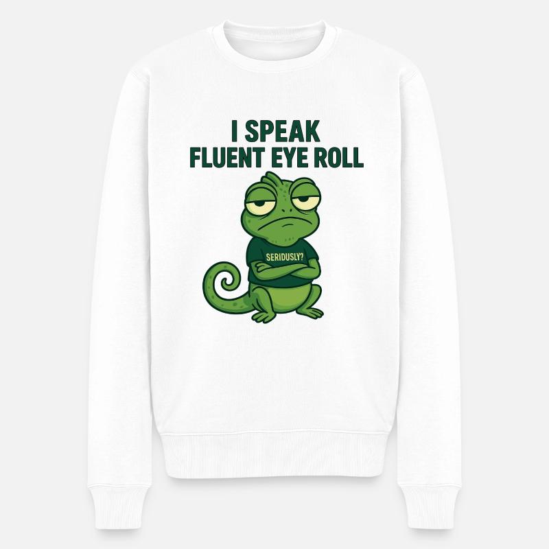 Fließend Augenrollen Frosch - Männer Premium Bio Pullover - Weiß