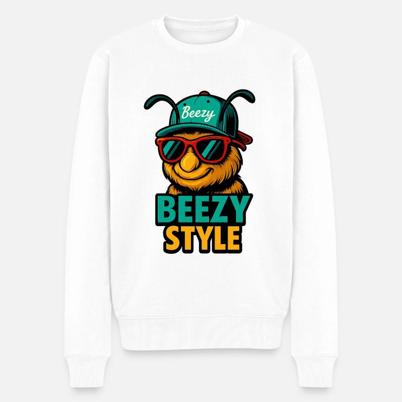 Beezy Style Biene Cap - Männer Premium Bio Pullover - Weiß