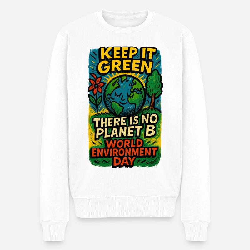 Erdbewusstsein Earth Day Design - Männer Premium Bio Pullover - Weiß