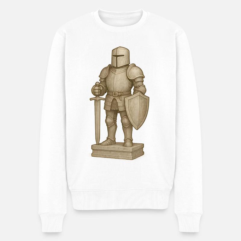 Ritterliche Samurai-Figur im Stone-Style - Männer Premium Bio Pullover - Weiß