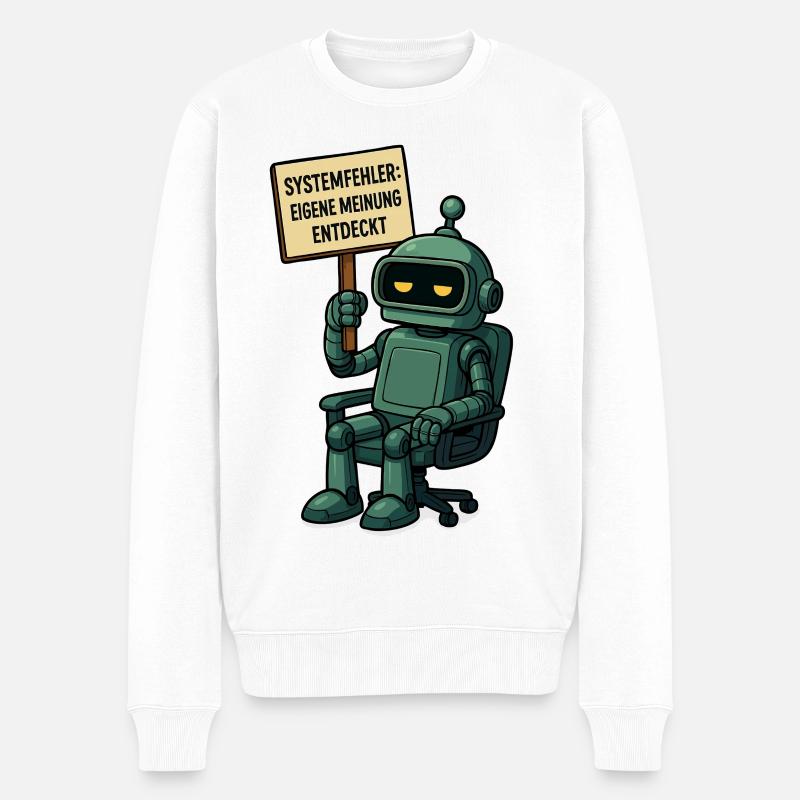 Systemfehler entdeckt – Denk selbst! Roboter - Männer Premium Bio Pullover - Weiß
