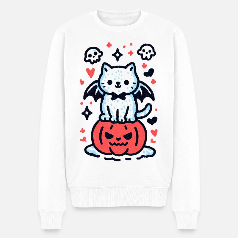 Chat citrouille - Pull Premium bio Homme - blanc
