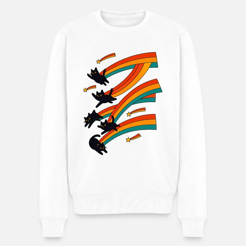  Regenbogenkatze - Männer Premium Bio Pullover - Weiß