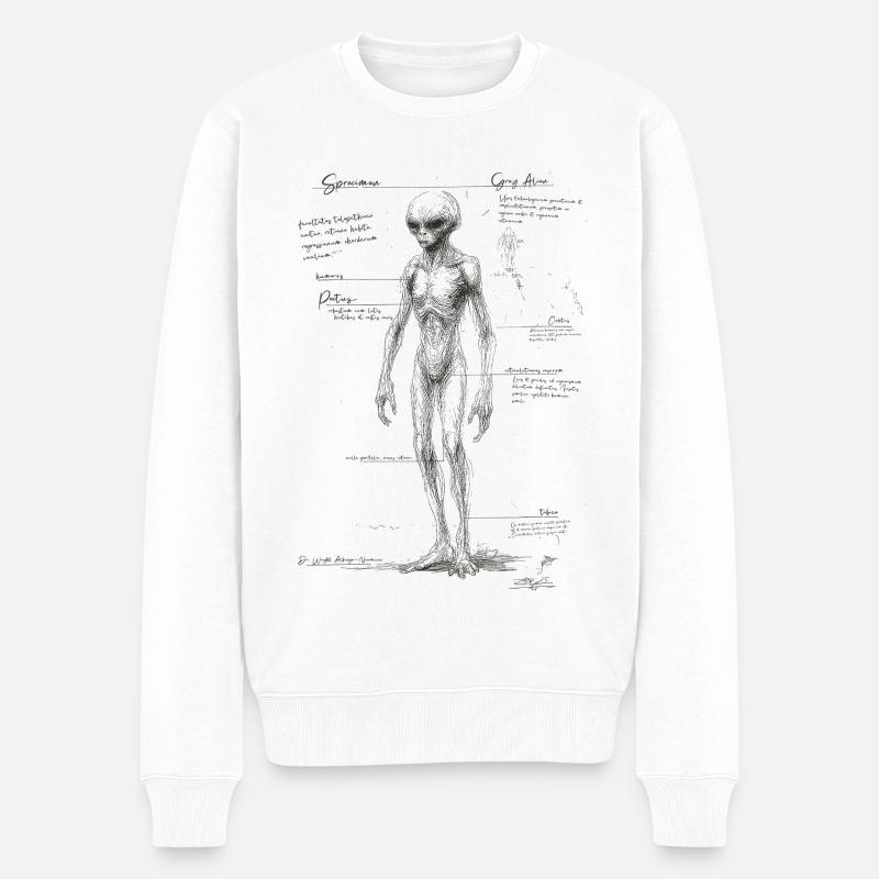 Alien anatomie - Männer Premium Bio Pullover - Weiß