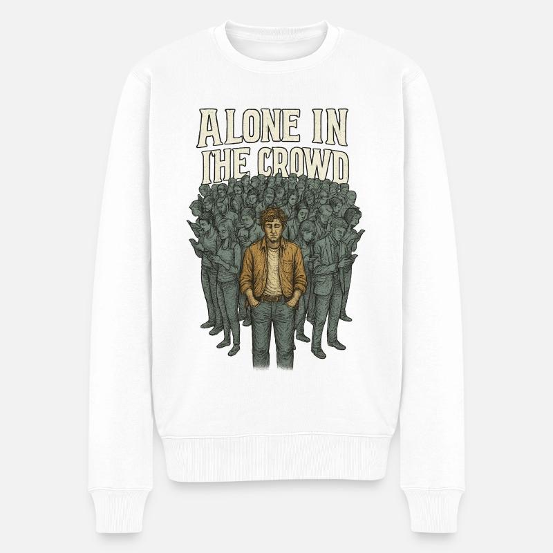 Allein in der Menge - Männer Premium Bio Pullover - Weiß