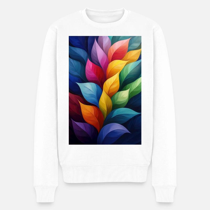 Abstrakte Pflanzenillustration - Männer Premium Bio Pullover - Weiß