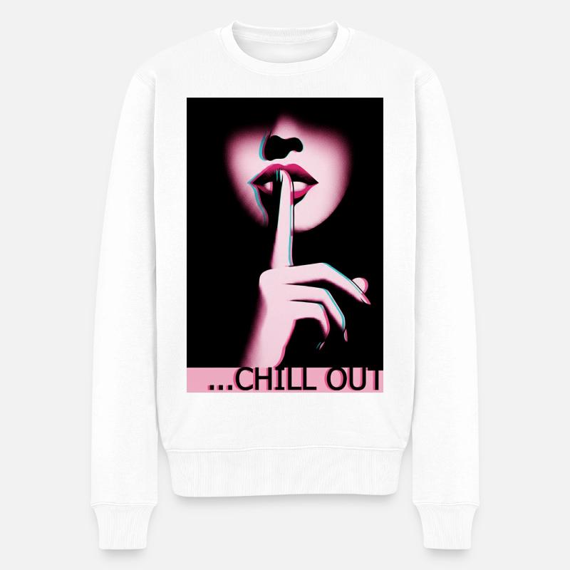 Shhh Chillout Lip Image - Pull Premium bio Homme - blanc