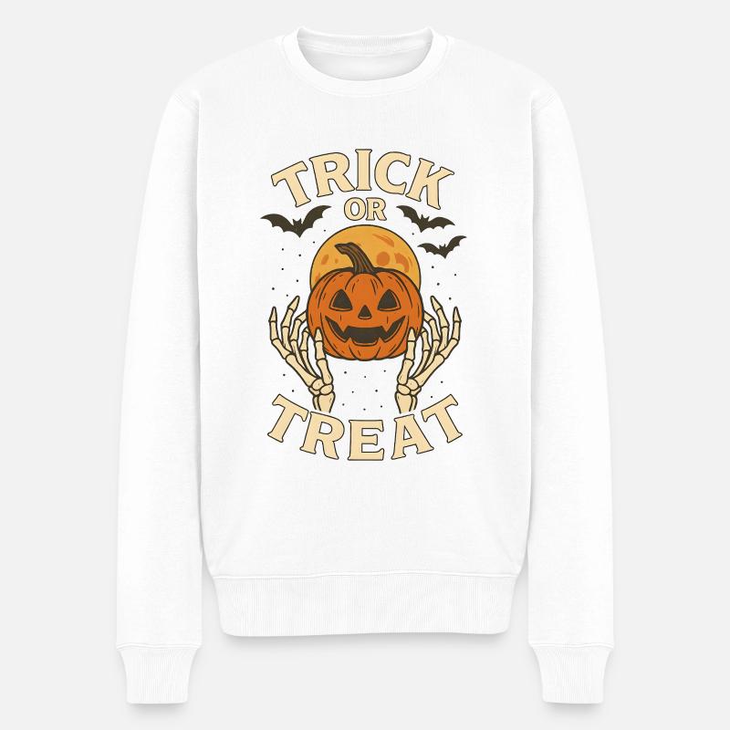 Trick or Treat Moonlight - Männer Premium Bio Pullover - Weiß