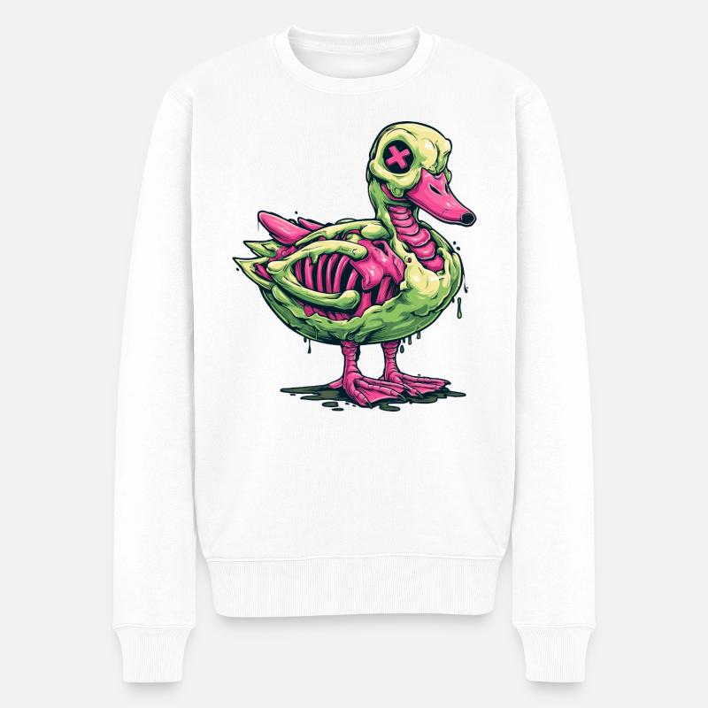 Neon Zombie Ente Brustkorb - Männer Premium Bio Pullover - Weiß