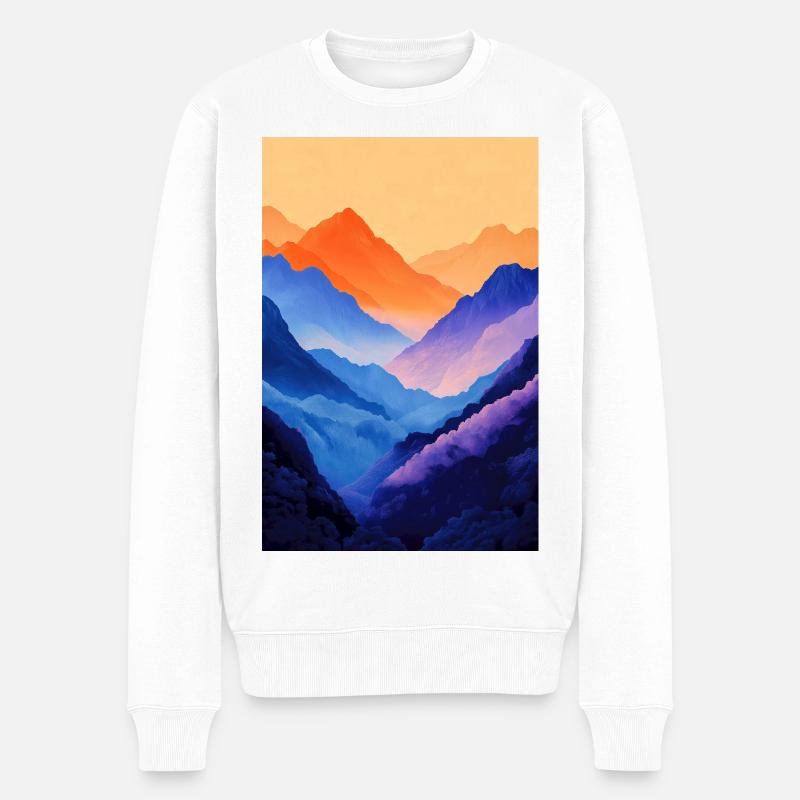 Illustration einer Gebirgslandschaft - Männer Premium Bio Pullover - Weiß