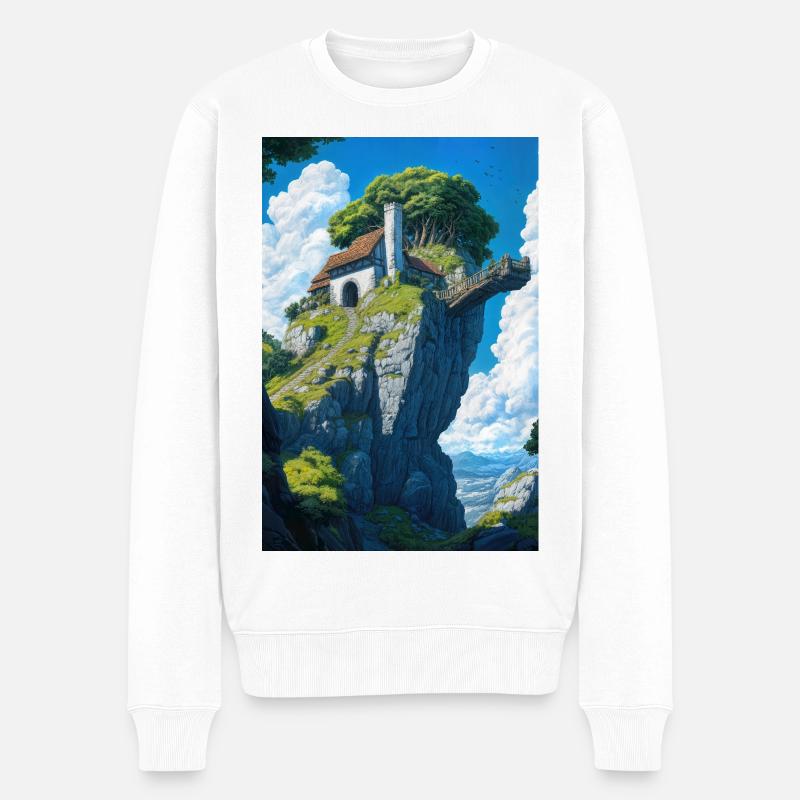 Berghauslandschaft - Männer Premium Bio Pullover - Weiß
