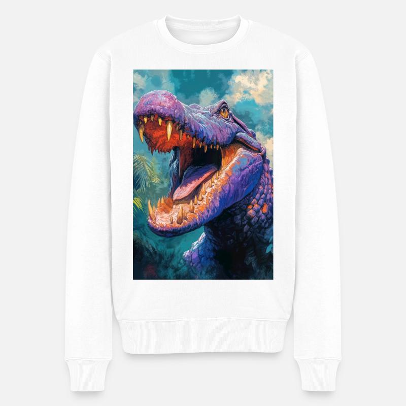Illustration eines Krokodils - Männer Premium Bio Pullover - Weiß